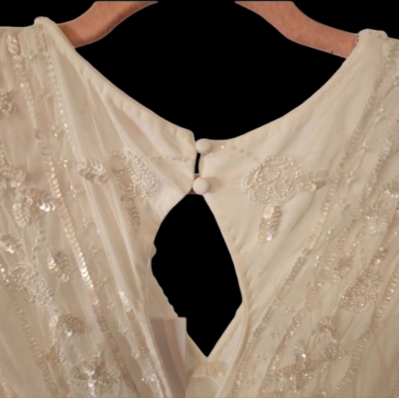 NWT - Lulus Luxe Bridal - White Beaded Long Sleeve Maxi Dress - Size Small - Picture 12 of 15
